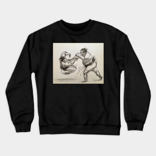 Sumo #7 - Sumo wrestlers ink wash painting on paper Crewneck Sweatshirt